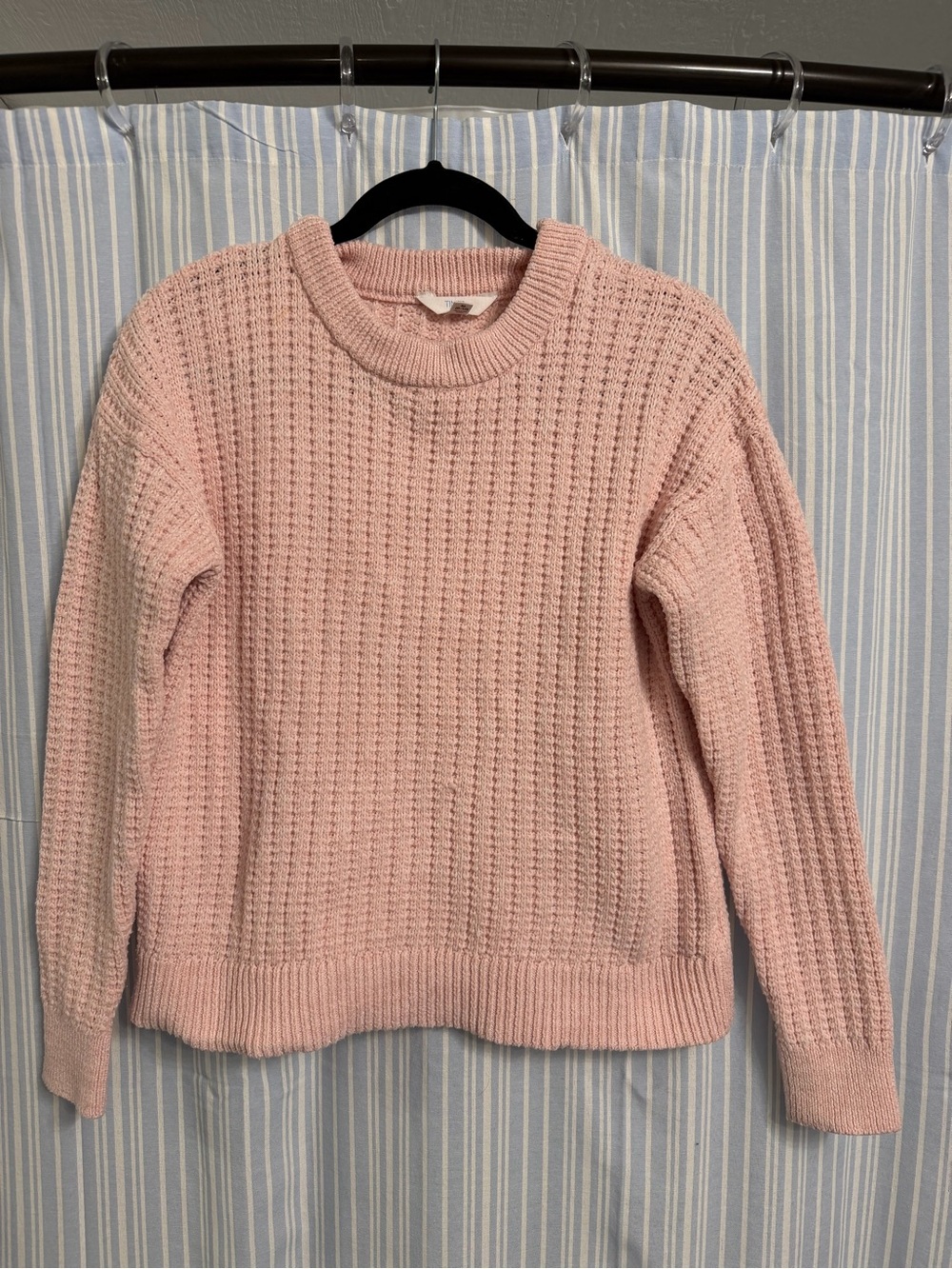 Time and Tru Light Pink Waffle Knit Crewneck Sweater